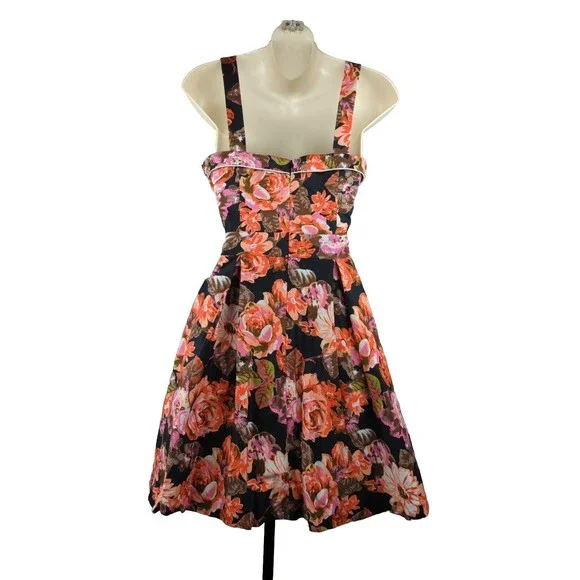 Beach Bash Art Tatyana Pink Retro Floral Fit Flare Modcloth Dress Pinup Skater S - Picture 5 of 7